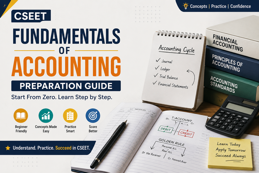 Student learning Fundamentals of Accounting concepts for CSEET preparation