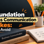 CS Foundation Business Communication Mistakes blog cover showing a student writing notes with business communication books on a study desk