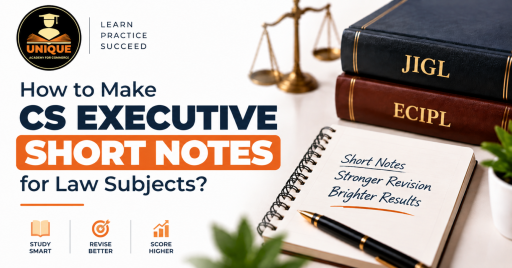 How to Make CS Executive Short Notes for Law Subjects with JIGL and ECIPL Revision Techniques