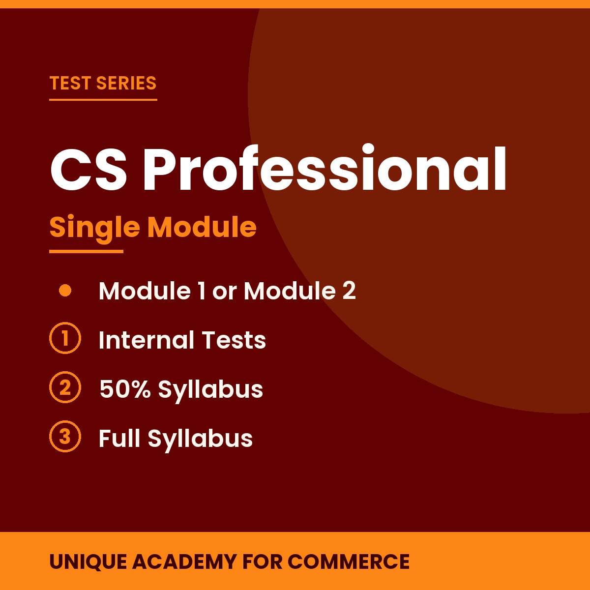 CS Professional Single Module Test Series CS Professional Single Module Test Series - Unique Academy for Commerce