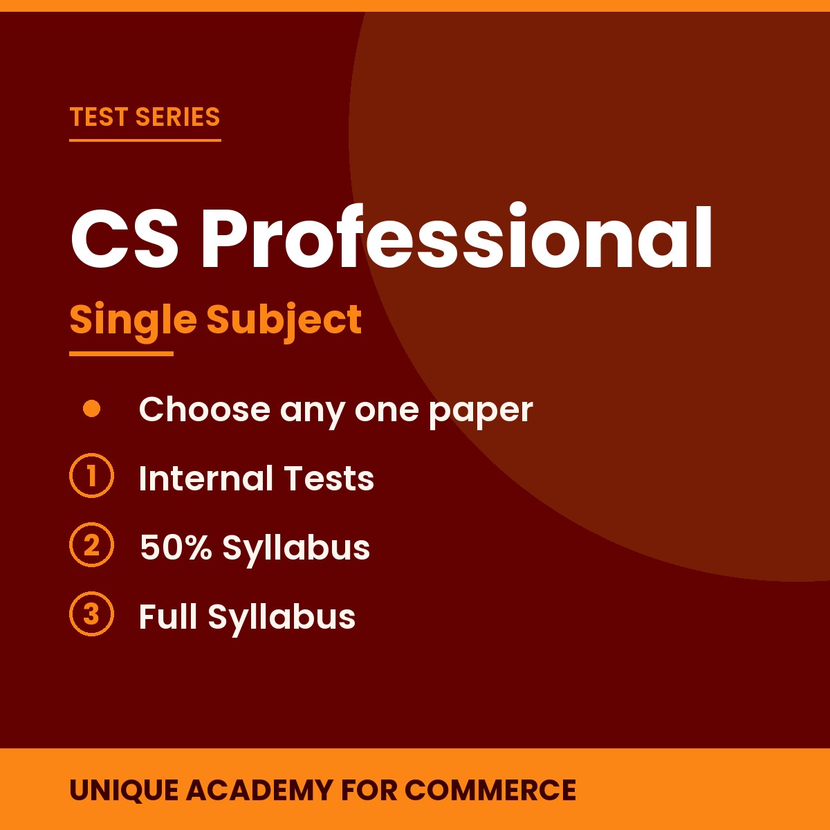 CS Professional Single Subject Test Series CS Professional Single Subject Test Series - Unique Academy for Commerce