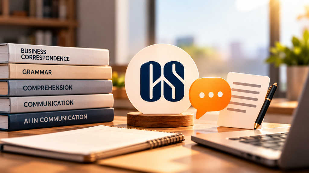 Middle blog image showing key focus areas in CS Foundation Business Communication preparation for February 2027 with a clean and professional study-themed design