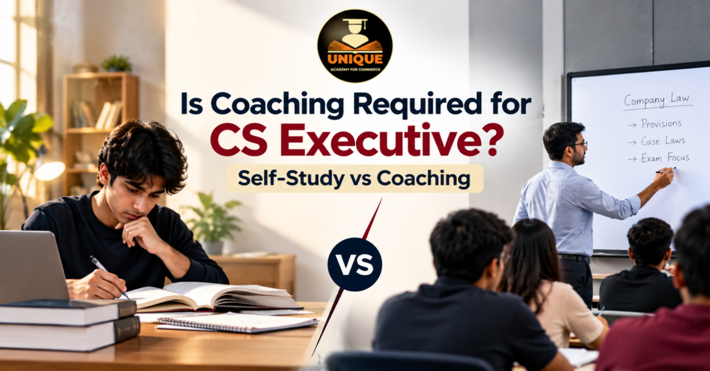 Is coaching required for CS Executive comparison showing self-study and classroom coaching for exam preparation